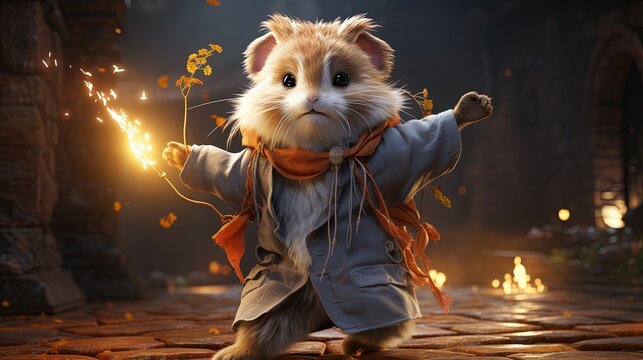 lemming wise dancer, digital art illustration, Generative AI