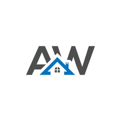 Initial letter aw Real Estate Letter aw Logo Design With a House Icon; 