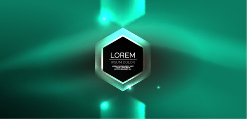 Abstract background techno neon hexagons. Hi-tech vector illustration for wallpaper, banner, background, landing page, wall art, invitation, prints, posters