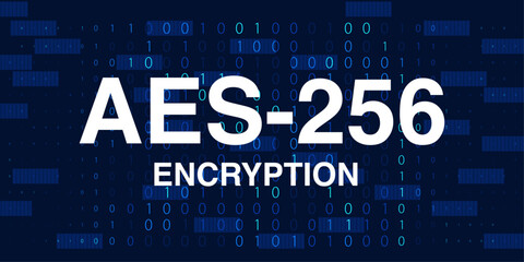 AES-256 Encryption, Advanced Encryption Standard. Data encryption and Network Security Connection. Vector.