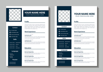 Clean Modern Resume and Cover Letter Layout Vector Template for Business Job Applications, Minimalist resume cv template, Resume design template, cv design, multipurpose resume design minimal Design