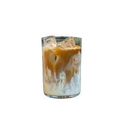 Iced coffee in a coffee shop blur background with bokeh image