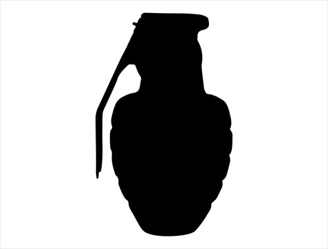 Hand grenade silhouette vector art white background