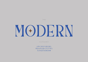 Vector of stylized modern font and alphabet