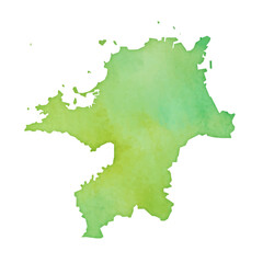 水彩風の福岡県地図のイラスト