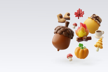 Collection 3d of Autumn forest elements, Hello autumn concept © Kannapat