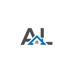 Initial letter al Real Estate Letter al Logo Design With a House Icon; 