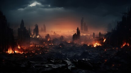 warzone desolate, digital art illustration, Generative AI