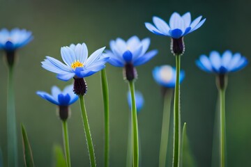 blue and white flowers Generated Ai