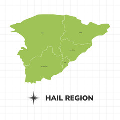 Hail Region map illustration. Map of the region in Saudi Arabia