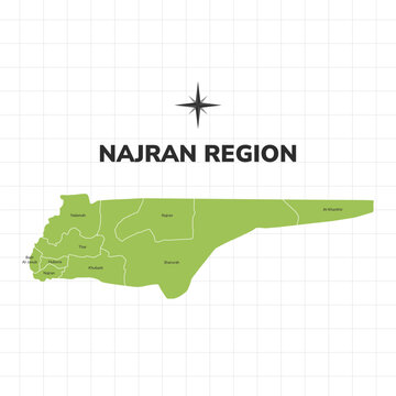 Najran Region map illustration. Map of region in Saudi Arabia