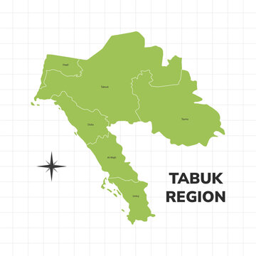 Tabuk Region map illustration. Map of the region in Saudi Arabia