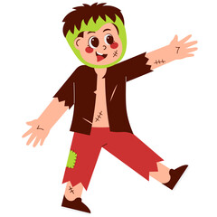 Halloween Frankenstein Costume Illustration