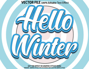 Editable text effect Hello Winter 3D template
