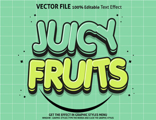 Editable text effect Juicy Fruits 3D template