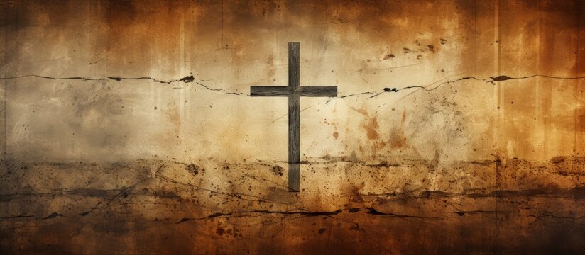 Christian cross on vintage paper background suitable for religious or grunge themed designs