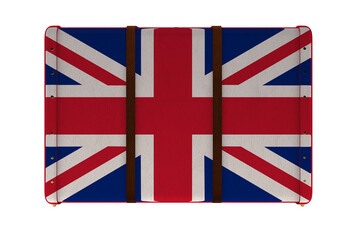 Fototapeta premium Digital png illustration of suitcase with britich flag theme on transparent background