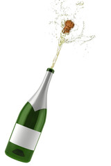 Digital png illustration of opened bottle of champagne with copy space on transparent background