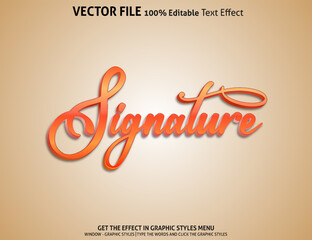 Editable text effect Signature 3D template