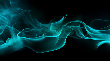 Fototapeta premium Abstract blue smoke on black backgrounds 