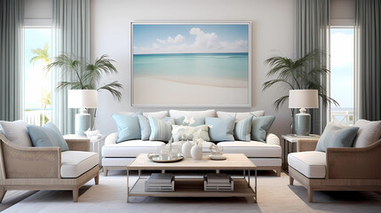 Coastal Living Room with a Beachy Color Palette