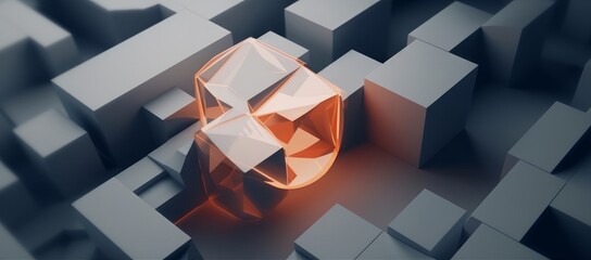 Abstract 3D Animation of Geometric Background, Generative AI
