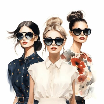 Clipart of fashion designers designing fashion-forward eyewear Generative AI