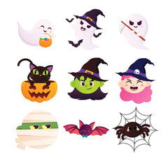 Pretty Witches With Ghosts | Cute Halloween Pack