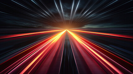 Digital image of light rays, stripes lines with blue light, speed and motion blur, science, futuristic, energy technology concept.