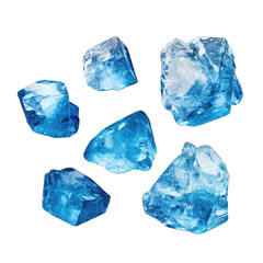 Obraz premium Blue natural crushed ice set. Ice cube isolated on transparent background