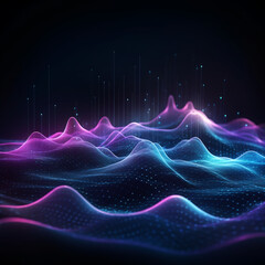 Modern digital abstract futuristic technology wave background.  Concept for neural network, big data, communication, data stream, cyber data flow,  supercomputer, cloud computing. Generative AI