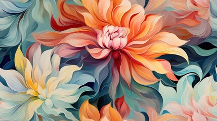 Fototapeta na wymiar a painting of a large flower with many petals on it. generative ai