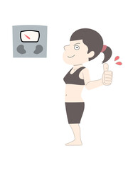 ダイエット　痩せる　女性　体重計　セット素材