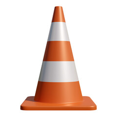 Realistic traffic cone isolated on white background, 3D illustration.