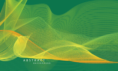 abstract background with shining waves. Shiny moving lines design element. Green yellow gradient flowing wave lines modern version two. Futuristic technology concept. Vector illustration