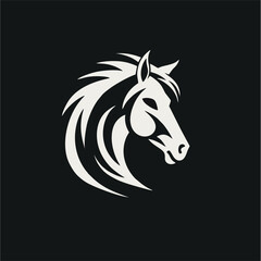 Horse head animal logo line art illustration design, on a black background
