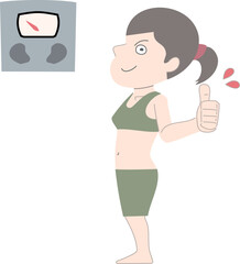 ダイエット　痩せる　女性　体重計　セット素材