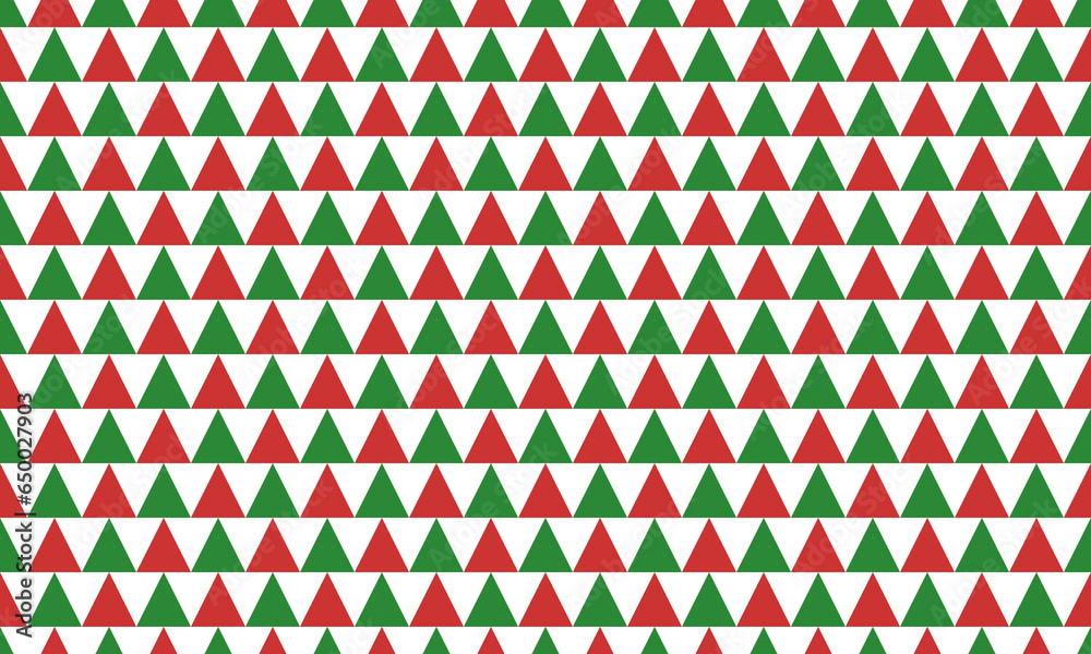 Wall mural christmas abstract geometric seamless pattern with red and green triangle on white background. vecto
