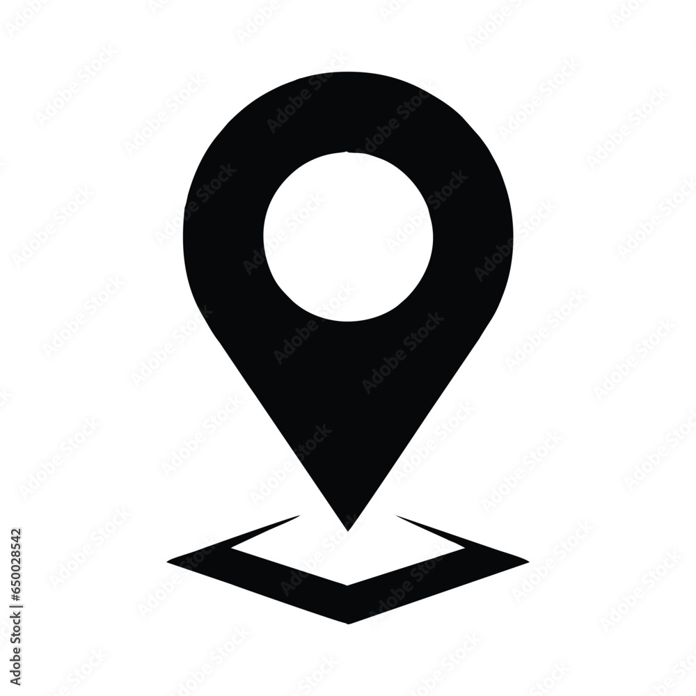 Poster map pointer icon. location symbol. flat design style eps 10. black shadow in location, simple flat d