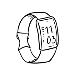 Smart watch doodle vector illustration