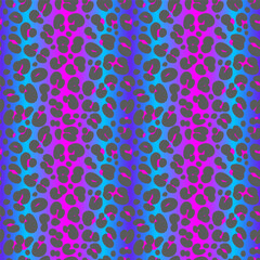 Neon leopard seamless pattern. Bright colored spotted background. Vector rainbow animal print.