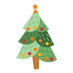 Flat Christmas Tree Element. Christmas Event. Vector Illustration