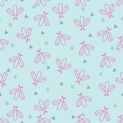 seamless pattern bugs pink vector