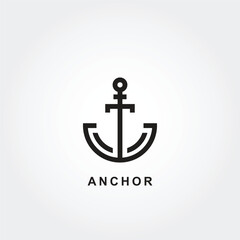 anchor flat logo design vector