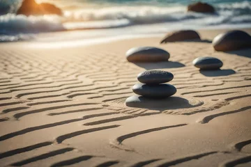 Stickers pour porte Pierres dans le sable zen stones on the beach
