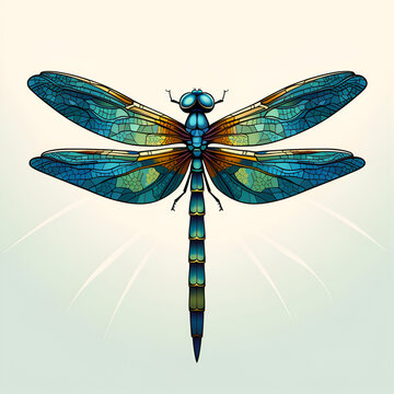 Artistic Cartoon Style Dragon Fly Drawing Painting