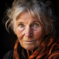 portrait of an old wrinkled woman