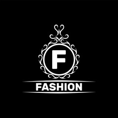 circular fashion logo template with abstract flower design