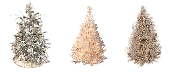 Christmas tree with decorations, isolate on a transparent background, 3d illustration, cg render