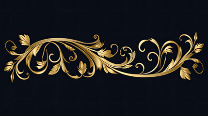 A black background with gold floral design Generative AI.
